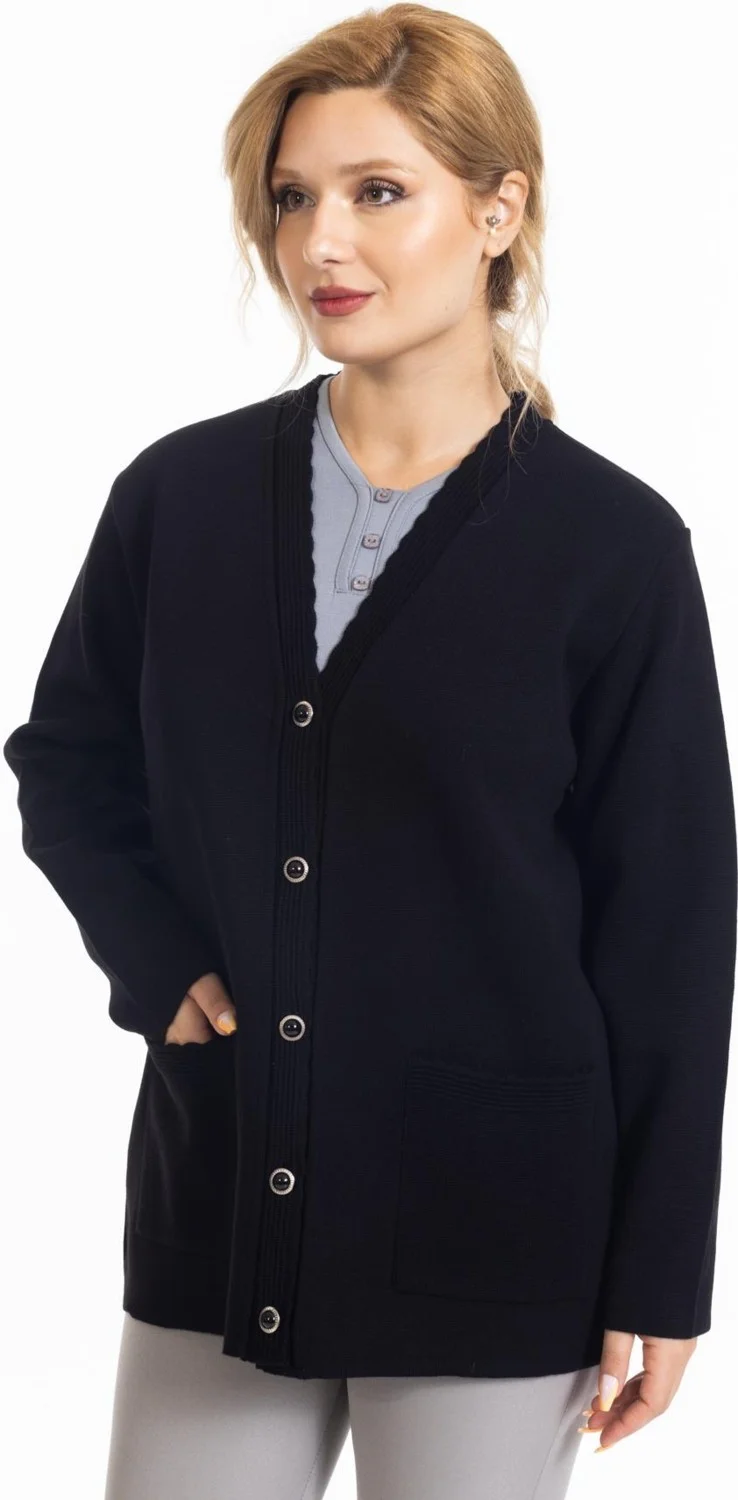 موتلو سيتي New Season Steel Knit Plain Model V Neck Buttoned Mother's Knitwear Cardigan 7422