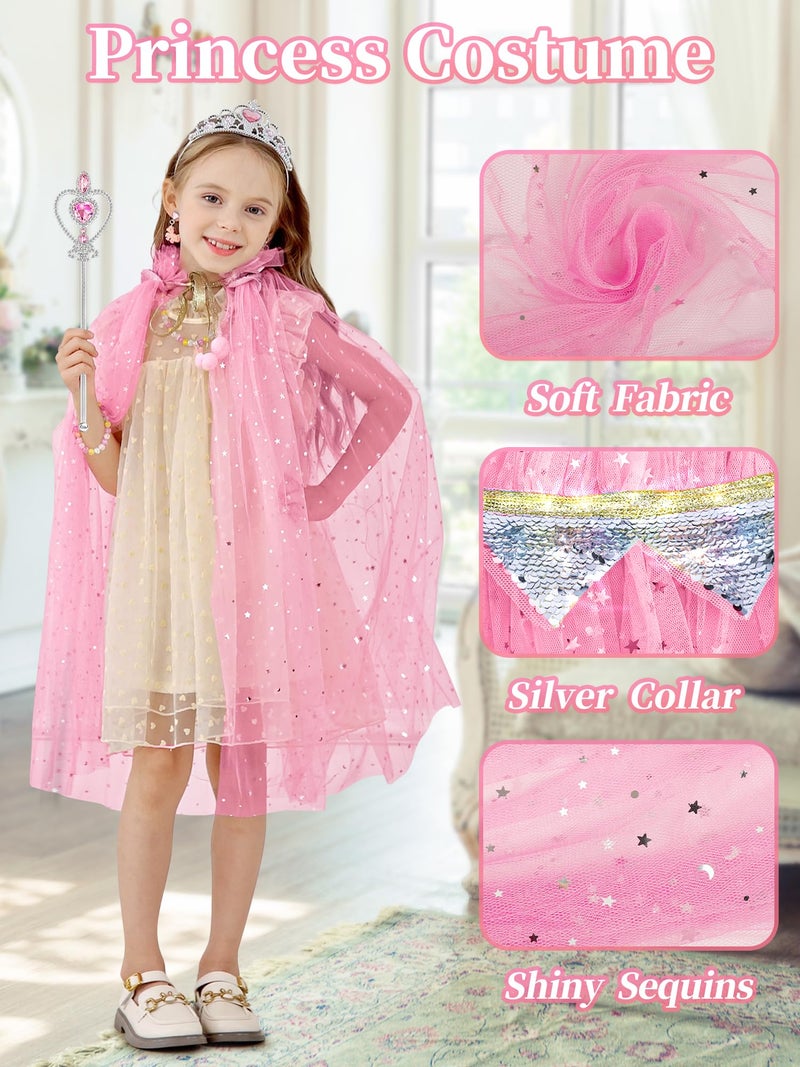 Fuzmo Light Up Princess Dress Up for Girls 3 4 5 6, Kids Dress Up Clothes with Accessories, Princess Toy for Toddlers Birthday Gift (Pink) - Image 5