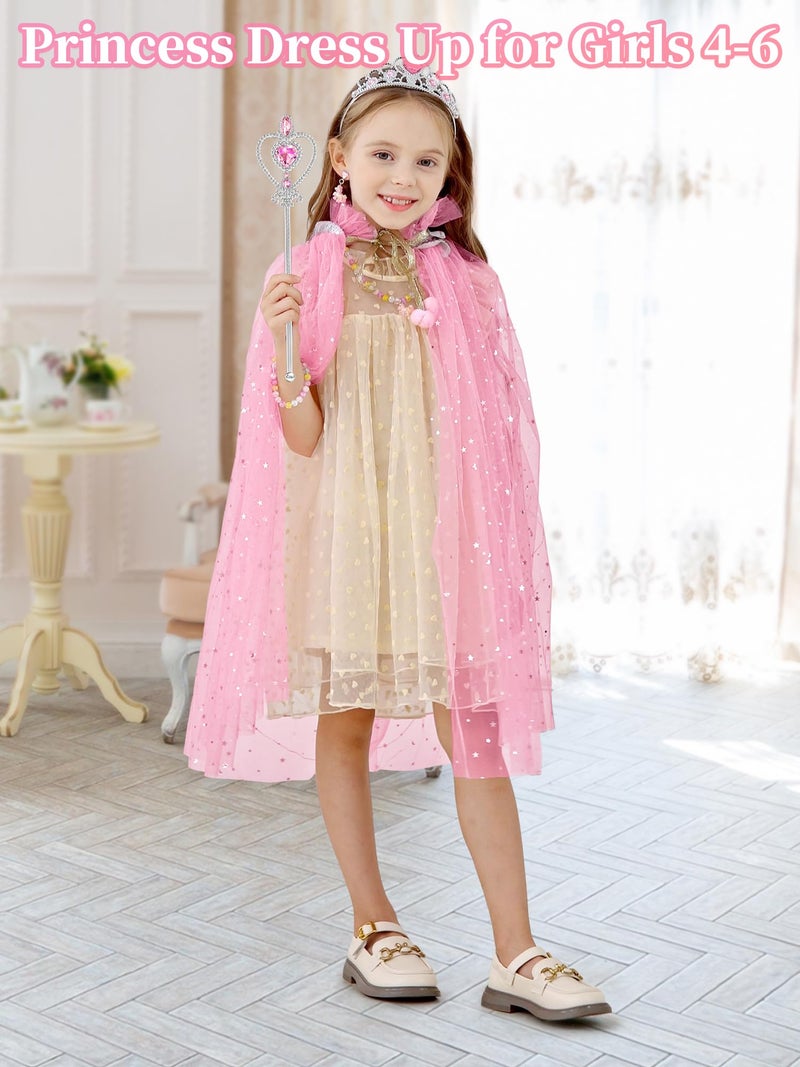 Fuzmo Light Up Princess Dress Up for Girls 3 4 5 6, Kids Dress Up Clothes with Accessories, Princess Toy for Toddlers Birthday Gift (Pink) - Image 4
