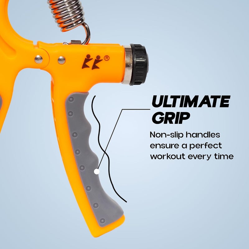 KONEX Hand Gripper with Counter (5-60 kg) Orange Anti-Slip Grip Strengthener - Image 5