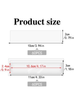 BESARME 60 Pack 1.2 X 4.3 Self Adhesive Label Holders With 60Pcs Paper Label Inserts Shelf Tag Label Holder Clear Pockets For Bookshelf Mailbox Shelves Storage Bins  - Image 2