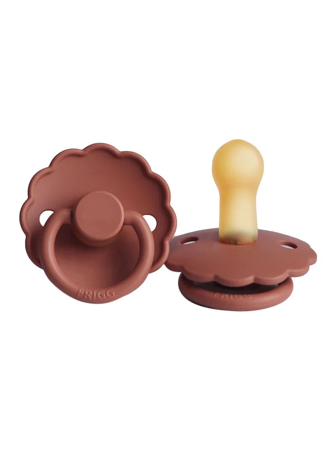 FRIGG Daisy Latex Baby Pacifier, 6-18 Months, Pack of 1, Size 2 - Baked Clay