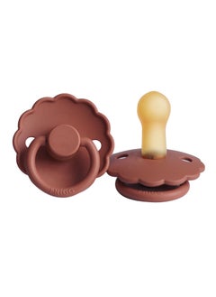 FRIGG Daisy Latex Baby Pacifier, 6-18 Months, Pack of 1, Size 2 - Baked Clay  - Image 1