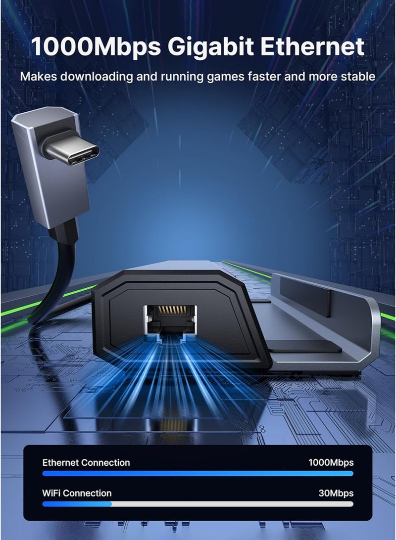 DOBE Docking Station for Steam Deck, 6-in-1 Steam Deck Dock with HDMI 2.0 4K@60Hz, Gigabit Ethernet, 3 USB A 3.0 and Full Speed Charging USB C Port Compatible with Valve Steam - Image 5