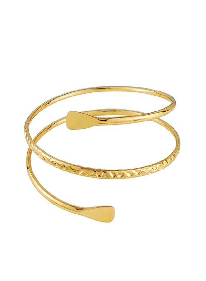 SQUISHCO Arm Cuff Jewellery for Women, Gold Arm Cuff Upper Arm Bracelet for Girls Women Gold Adjustable Coils Band Bracelet Punk Bangle Minimalist - Image 1
