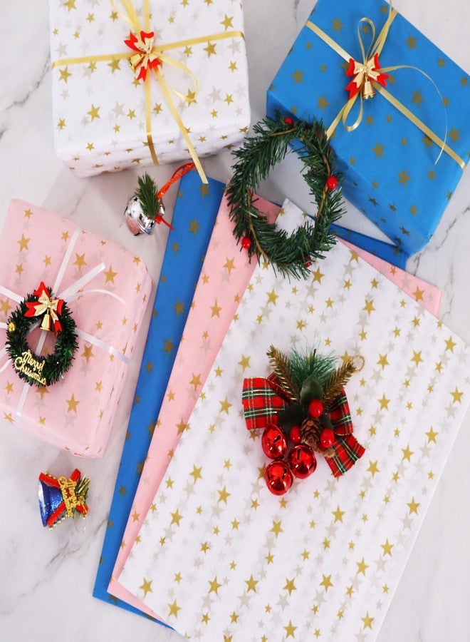 بيشيدا ورق تغليف هدايا بيشيدا أبيض وذهبي بنقشة النجوم، عبوة كبيرة، ورق تغليف لأكياس الهدايا، مقاس 14 × 20 بوصة، مناسب لأعياد الميلاد، وحفلات الزفاف، وحفلات التخرج، والأعمال اليدوية، وتزيين الزهور - 30 ورقة - Image 3