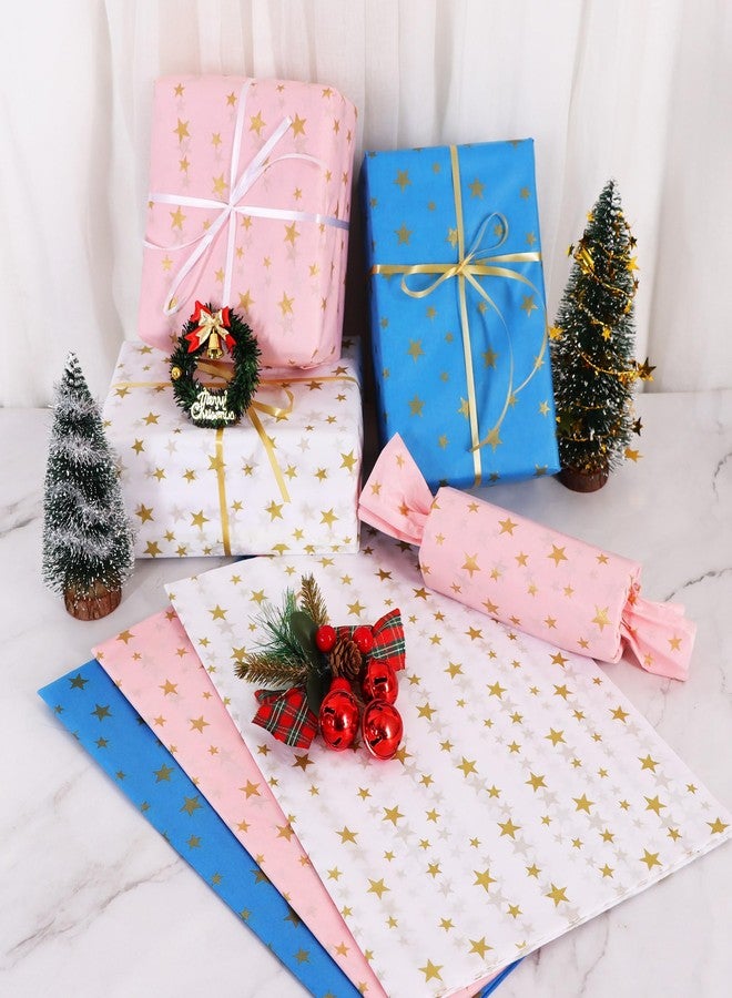 بيشيدا ورق تغليف هدايا بيشيدا أبيض وذهبي بنقشة النجوم، عبوة كبيرة، ورق تغليف لأكياس الهدايا، مقاس 14 × 20 بوصة، مناسب لأعياد الميلاد، وحفلات الزفاف، وحفلات التخرج، والأعمال اليدوية، وتزيين الزهور - 30 ورقة - Image 2