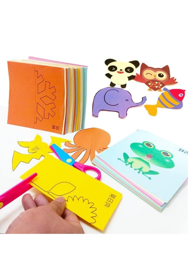 Fun Paper-Cut Set; Paper Cutting; Paper Art; Scissor Skills Activity Cutting Book; Kids Scissors Crafts Kits Preschool-120 s with A Pair of Child-Safe Scissors, Small  - Image 4
