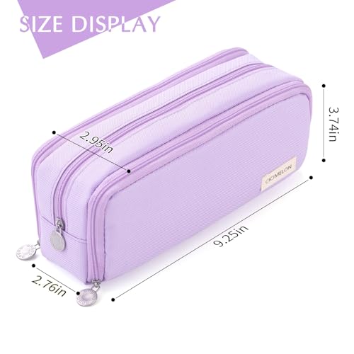CICIMELON Large Capacity Pencil Case 3 Compartment Pouch Pen Bag for School Teen Girl Boy Men Women (Purple) - Image 5