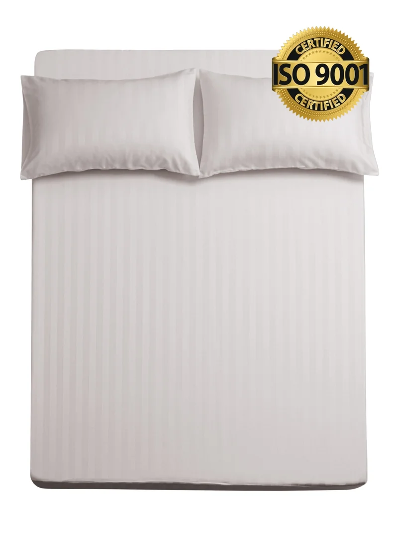 سيد المنسوجات المنزلية طقم شرشف مفرد ونص من الميكروفايبر، الحجم كوين 3 قطع، بتصميم خطوط فندقية