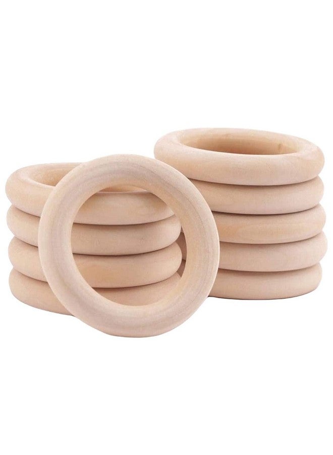 ecofynd Wooden Rings (40mm), Pack of 10 | Natural Wood Rings Without Paint Smooth Unfinished Wood Circles for Cotton Craft DIY Baby Teething Ring Pendant Connectors Making (40mm) (1.5 x 0.9 inches) - Image 1