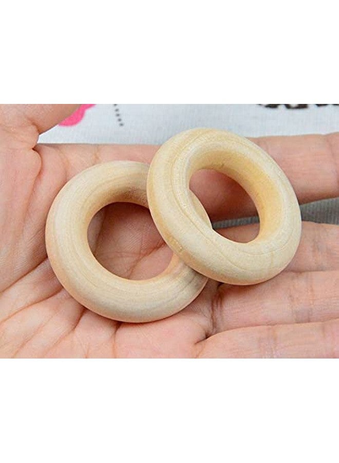ecofynd Wooden Rings (40mm), Pack of 10 | Natural Wood Rings Without Paint Smooth Unfinished Wood Circles for Cotton Craft DIY Baby Teething Ring Pendant Connectors Making (40mm) (1.5 x 0.9 inches) - Image 2