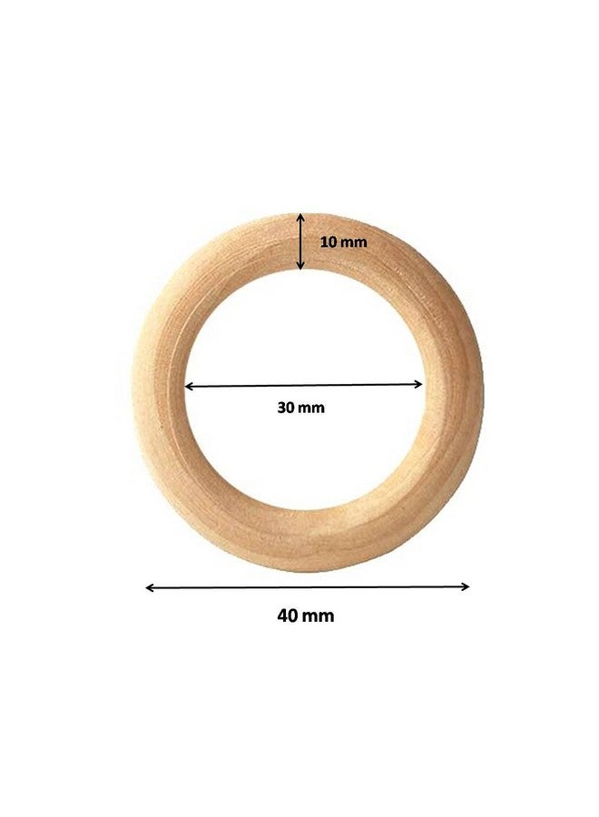 ecofynd Wooden Rings (40mm), Pack of 10 | Natural Wood Rings Without Paint Smooth Unfinished Wood Circles for Cotton Craft DIY Baby Teething Ring Pendant Connectors Making (40mm) (1.5 x 0.9 inches) - Image 3