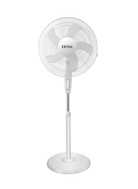مروحة طاولة DENX، مروحة قائمة بارتفاع قابل للتعديل 16 بوصة مع تصميم 5 شفرات، 3 سرعات تبريد، تشغيل صامت، تدفق هواء قوي، للاستخدام في غرفة النوم، غرفة المعيشة، المكتب - أبيض/أسود، DX2559