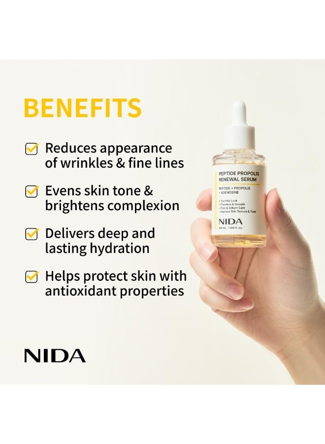 نيدا مصل تجديد الببتيد البروبوليس  معقد الببتيد ، مستخلص البروبوليس ، الأدينوسين  مظهر شباب ، التجاعيد ، الخطوط الدقيقة ، المسام والعناية بالسبوم  1.69 أوقية فلورية ، 50 مل (تحديث) - Image 3