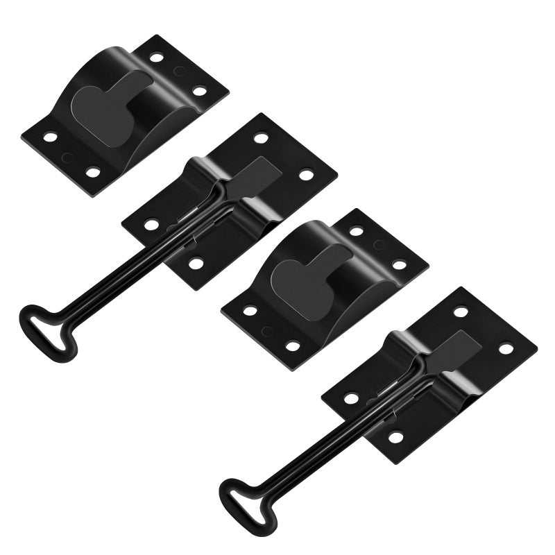 ESUDNT RV Door Holder with Silent Snap Black Metal TStyle Camper Door Latch Trailer Door Catch for Cargo Trailers and Trucks 2 Pack 4 Inch - Image 3