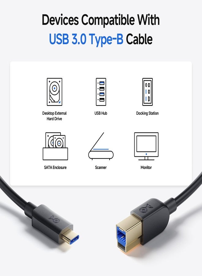 Cable Matters USB C to USB B 3.0 Cable - 3.3ft, USBB to USBC Cable with Type-B 3.0 Connector, Black - Image 4