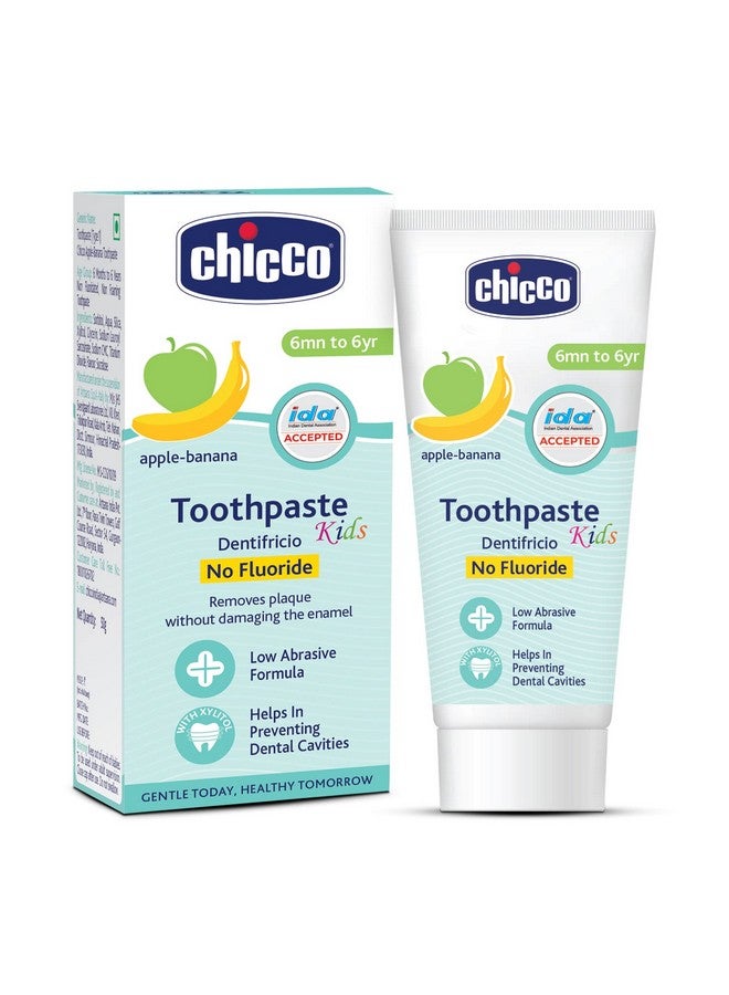 Chicco Toothpaste, Applebanana Flavour For 6M To 6Y Baby, Fluoride-Free, Preservative-Free,Cavity Protection (50 Millilitre) - Image 1