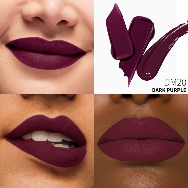 Depuplum Dark Purple Lipstick Matte for Women, Color Stay Long Lasting Lipstick Smudgeproof Liquid Lipsticks, Cruelty Free Lip Color, DM20 Dark Purple - Image 2
