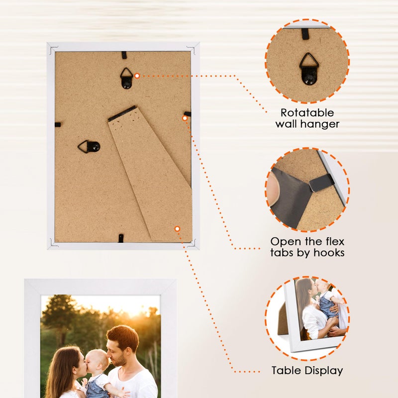 FixSmith 4x6 إطار الصورة Bulk-4 Pack Photo Frame 4x6 مع HD Plexiglass بيضاء إطارات صور ملصقة جدار ديكور الجدار والطاولة إطارات صور - Image 5