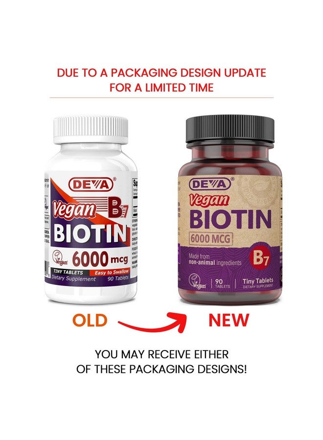 DEVA Vegan Biotin Supplement 6000 mcg - Easy-to-Swallow Vitamin B7, Tiny Tablets, 90 Count - Image 2
