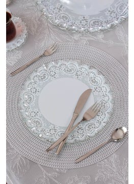 Glore Marche Platinum Gilded Glass Serving Plate Set for 6 People  - Image 1