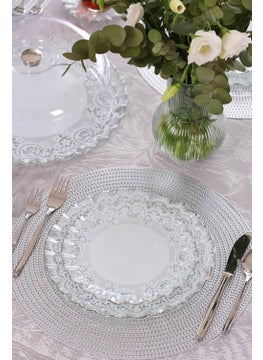 Glore Marche Platinum Gilded Glass Serving Plate Set for 6 People  - Image 2