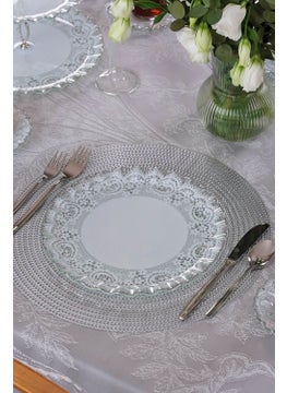 Glore Marche Platinum Gilded Glass Serving Plate Set for 6 People  - Image 5