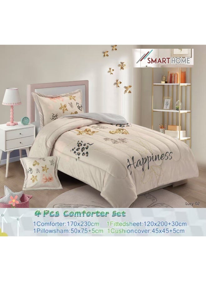 SMART HOME Luxurious 4-piece winter children's bedspread set - one side velvet and one side soft faux fur with a modern and comfortable design - suitable warm bedspread set - luxurious winter bedspread for home or gifts - size 170×230 cm (bedspread with filling) - Image 3