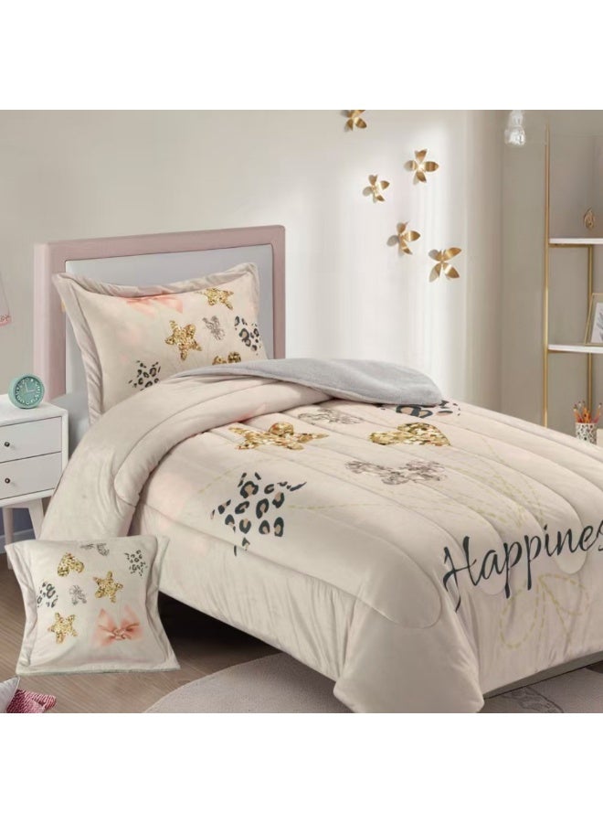 SMART HOME Luxurious 4-piece winter children's bedspread set - one side velvet and one side soft faux fur with a modern and comfortable design - suitable warm bedspread set - luxurious winter bedspread for home or gifts - size 170×230 cm (bedspread with filling) - Image 2