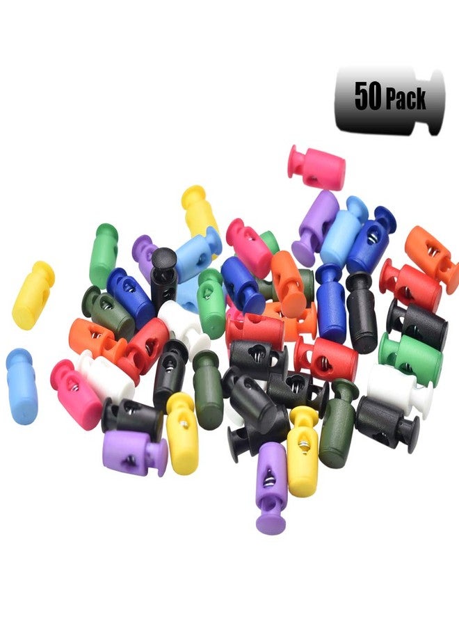 CooBigo 50pcs Plastic Assorted Colors Cord Lock Stopper Rope Ends Toggle Clip Buckle for Paracord Shoelace Sportswear Parts - Image 1
