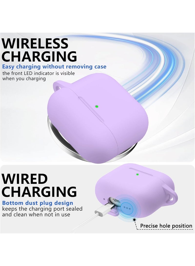 SJet Soft Silicone Protective Case Cover for AirPods 4 with Cleaner Kit and Keychain(Purple) - Image 5