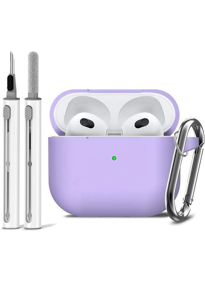 SJet Soft Silicone Protective Case Cover for AirPods 4 with Cleaner Kit and Keychain(Purple)  - Image 1