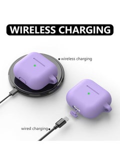 SJet Soft Silicone Protective Case Cover for AirPods 4 with Cleaner Kit and Keychain(Purple)  - Image 4