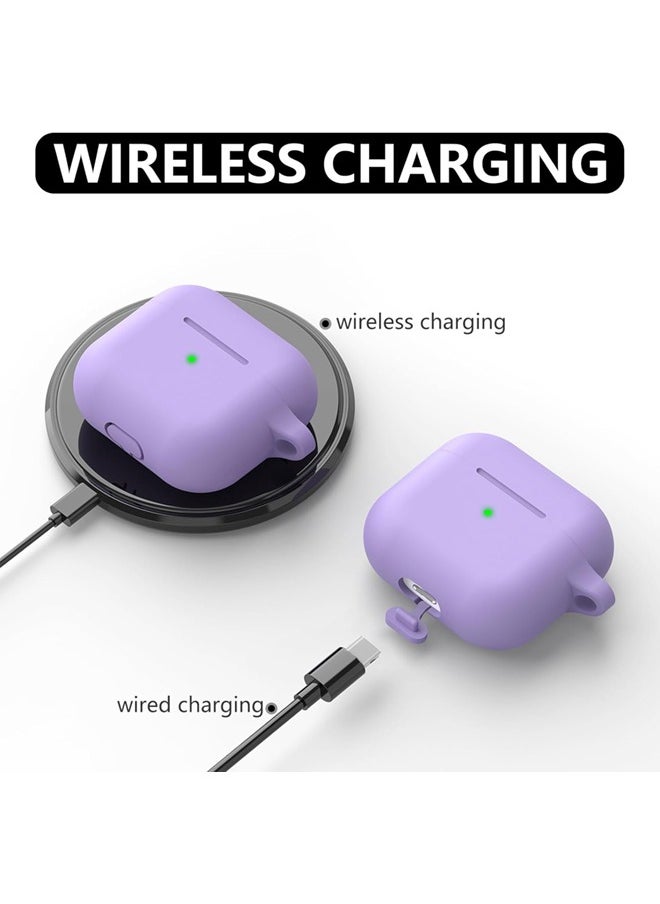 SJet Soft Silicone Protective Case Cover for AirPods 4 with Cleaner Kit and Keychain(Purple)  - Image 4