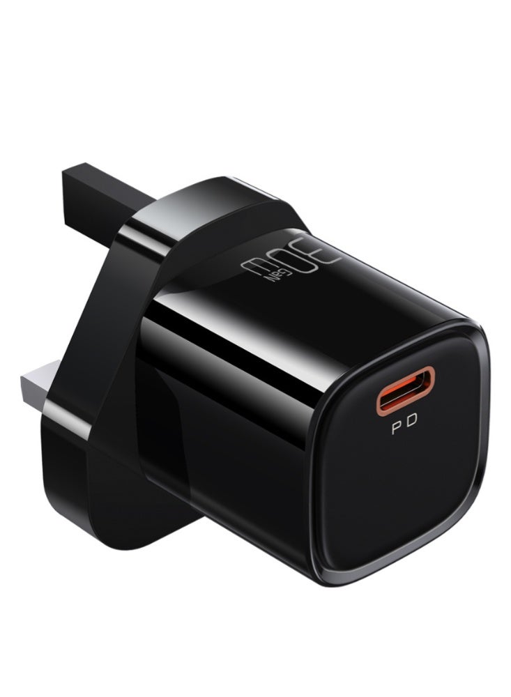 مكدودو شاحن Mcdodo CH-0581 بقدرة 30 واط USB-C PD Mini GaN شحن سريع قابس بريطاني (UK) لون أسود بمنفذ Type-C واحد - Image 1
