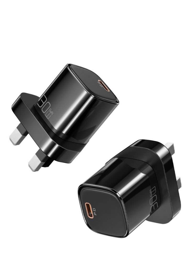 مكدودو شاحن Mcdodo CH-0581 بقدرة 30 واط USB-C PD Mini GaN شحن سريع قابس بريطاني (UK) لون أسود بمنفذ Type-C واحد - Image 2