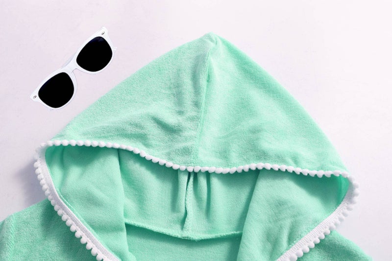 LUCKYGAL Girls Swim Cover Up Kids Swimsuit Coverup Terry Zip-Up Beach Bathing Suit Wraps, Size 6 7 Green - Image 3