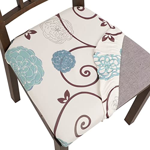 SearchI Seat Covers for Dining Room Chairs Stretch Printed Chair Seat Covers Set of 4 Removable Washable Upholstered Chair Seat Protector Cushion Slipcovers for Kitchen OfficeBall Flower
