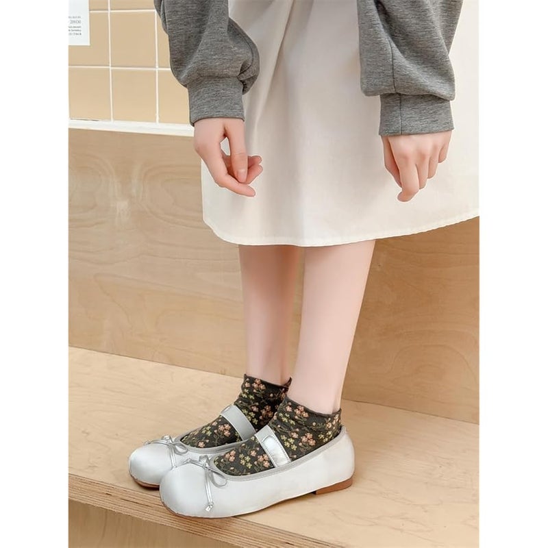 Cute Ankle Socks for Women Girls Floral Vintage Aesthetic Cottage Core Thin Cotton Mini Crew Socks - Image 2