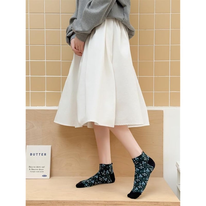 Cute Ankle Socks for Women Girls Floral Vintage Aesthetic Cottage Core Thin Cotton Mini Crew Socks - Image 4
