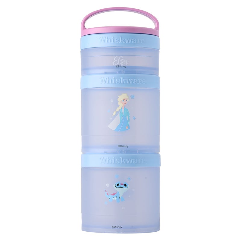 Whiskware Disney Princess Stackable Snack Containers for Kids and Toddlers, 3 Stackable Snack Cups for School and Travel, Elsa and Bruni - Image 1
