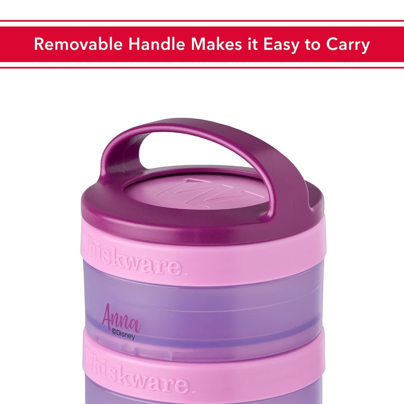 Whiskware Disney Princess Stackable Snack Containers for Kids and Toddlers, 3 Stackable Snack Cups for School and Travel, Elsa and Bruni - Image 4