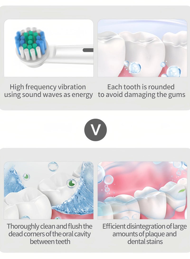 beteno Rotating Electric Toothbrush for Adults with 8 Brush Heads, Base, Travel Case, 5 Cleaning Modes with Sonic Vibration, PX Level Waterproof, 3 Hours Fast Charge, Up to 180 Days of Use Black - Image 5