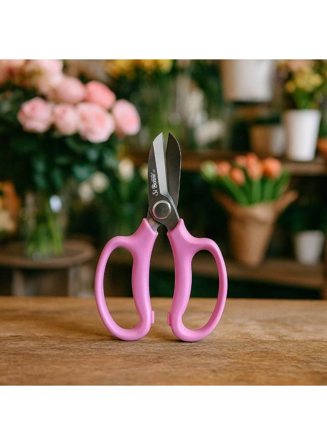 Si Bonne Premium Florist Shears for Her 7 Inch, Japanese SK5 Steel Sharp Precision Blades, Professional Flower Cutting Scissors with Ergonomic Comfortable Grip Handles for Floral Arrangements, Gardening, Stem Trimming and DIY Crafts, Pink - Image 2