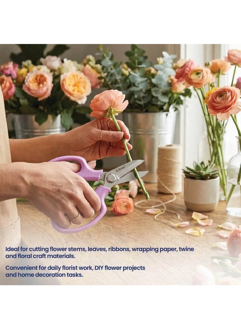 Si Bonne Premium Florist Shears for Her 7 Inch, Japanese SK5 Steel Sharp Precision Blades, Professional Flower Cutting Scissors with Ergonomic Comfortable Grip Handles for Floral Arrangements, Gardening, Stem Trimming and DIY Crafts, Pink - Image 4