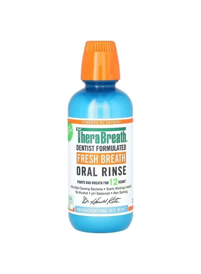 TheraBreath Fresh Breath Oral Rinse Invigorating Icy Mint 473ml - Image 1