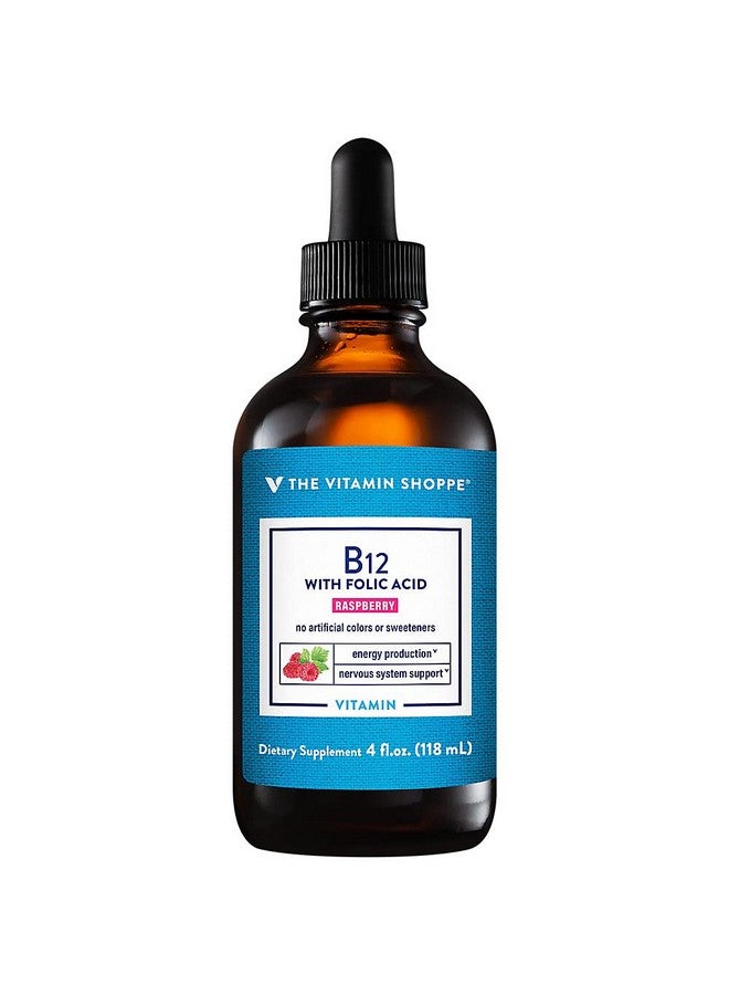 The Vitamin Shoppe Liquid Vitamin B12 with Folic Acid - Raspberry Flavor, Supports Energy Production, Excellent Source of Folic Acid, One Daily Serving (4 Fl Oz) - Image 1
