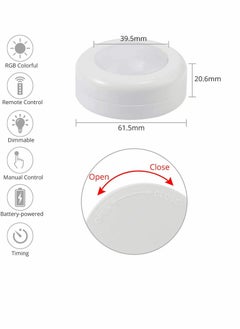KASTWAVE Under Cabinet Lights, Cupboard Lights RGB Night Light Puck Lighting 4000K Dimmable Battery Powered Atmosphere Light with Remote Control for Kitchen Closet, 6 Pack  - Image 2