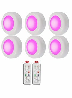KASTWAVE Under Cabinet Lights, Cupboard Lights RGB Night Light Puck Lighting 4000K Dimmable Battery Powered Atmosphere Light with Remote Control for Kitchen Closet, 6 Pack  - Image 1